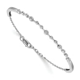14k White Gold Complete 1/4 carat Diamond Half-Bangle 6.75 inch Bracelet with 0.5 inch Extender